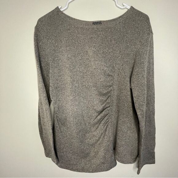 Clara Sun Woo Ruched Side Grey Long Sleeve Sweater Size Large - Picture 3 of 8